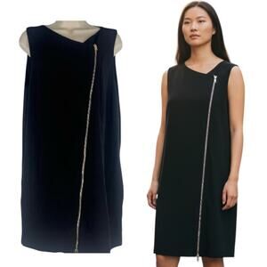 New Stella Mccartney Asymmetric Dress Sleeveless 2 Way Zip Black Size 44